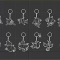 Cute Shark And Seahorse Shaped Keychains With Colorful Designs For Gifts