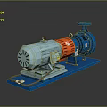 Industrial Blue And Orange Centrifugal Pump With Electric Motor And Base