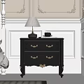 Black Nightstand With Gold Accents Table Lamp And Books In Decorative Bedroom