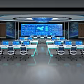 Dispatcher in command center monitoring room 3d model
