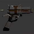 Futuristic Sci Fi Weapon Featuring Metallic Body Red Spiral Parts And Textured Grip