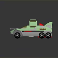 Kids Light Green Toy Car With Red Wings Black Wheels And 2000 Design