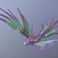 Colorful Mythical Bird With Vibrant Iridescent Feathers Long Wings And Artistic Design