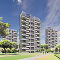 Modern Residential Building Exterior Design With Balconies Greenery Glass And Metal Structure