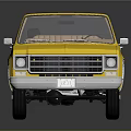 Yellow Convertible Pickup Truck with White Accents Brown Seats and Open Bed