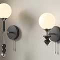 Modern Wall Lamps With White Globe Shades Black Bases And Silver Accents