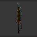 Unique Fantasy Sword With Green Blade And Orange Decorative Handle Design