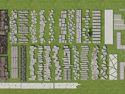 Stepping Stones Various Designs with Different Stone Types for Garden Landscape 3d model