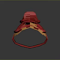 Red Leather Saddle With Yellow Fringe And Straps As Practical Household Item