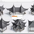 Chinese style pavilion landscape gallery pavilion antique gallery lang pavilion 3d model