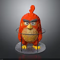 Red Angry Bird Figurine With Angry Expression And Orange Belly On Metal Stand Gray Base