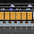 Modern Bar Qingba Bistro Bar Tacker Block Area Bar Counter Cashier Card Block Sofa 3d model