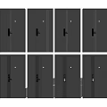 Modern Gray Security Doors Featuring Various Panel Designs And Handle Styles 3d model