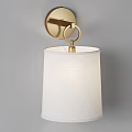 Modern Gold Wall Lamp With Circular Metal Bracket White Fabric Shade For Home Decor