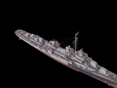 Detailed Warship Model With Turrets Deck Equipment And Close Up View 3d model