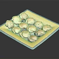 Delicious Butter Cookies on Yellow Square Plate with Decorative Edge and Black Background