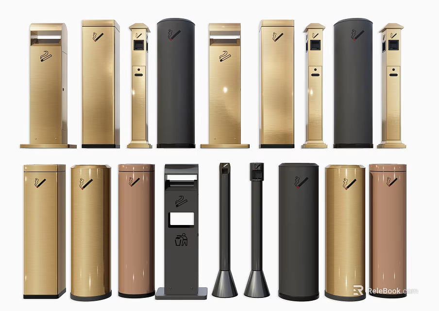 Garden Ornaments Featuring Various Colors Column Designs And Different Decorative Styles 3d model