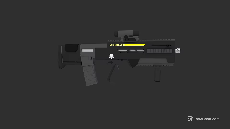 High Tech Tactical Rifle With Scope Magazine And Yellow Stripe Design 3d model 