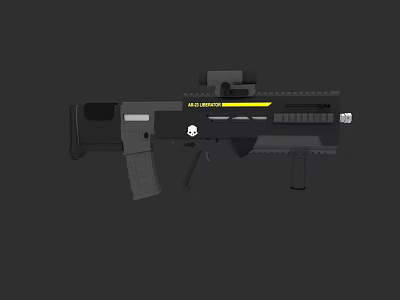 High Tech Tactical Rifle With Scope Magazine And Yellow Stripe Design 3d model