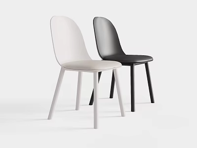 Modern Minimalist Leisure Chairs With White And Black Curved Backrest And Slim Legs 3d model