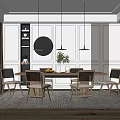 Quiet Dining Table and Chair Combination Dining Table and Chair 3d model