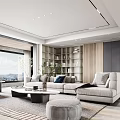 Modern Living Dining Room Interior Design With Sofa Dining Table And Wooden Cabinets
