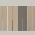 Wooden Panel Wall Design With Light Dark Striped Wood And Brass Handles
