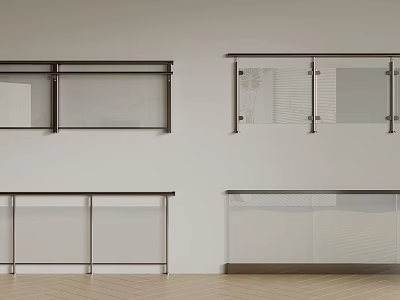 Modern Interior Glass Railings Featuring Metal Frames And Glass Panels 3d model
