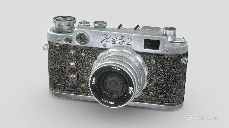 Vintage Digital Camera with Silver Metal Body Black Leather Surface Multiple Knobs and Classic Lens 3d model 