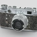 Vintage Digital Camera with Silver Metal Body Black Leather Surface Multiple Knobs and Classic Lens 3d model