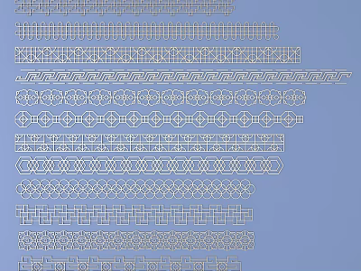 Various White Geometric Decorative Patterns With Intricate Designs On Blue Background 3d model