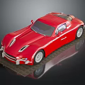 Red Sports Car With Sleek Design And Shiny Exterior On Reflective Surface