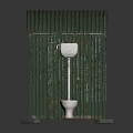 Compact Green Toilet Interior With White Toilet And Sink Fixtures