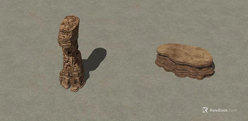 Natural Textured Rock Formations With Decorative Stone Structures And Shadows 3d model