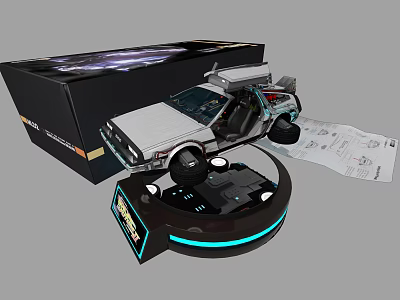 Electric Toy DeLorean Car Model with Box Instruction Manual and Display Base 3d model