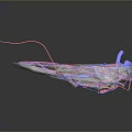 Transparent Bird Skull 3D Rendering Showing Red And Blue Vascular Structures With Reflection 3d model