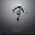 Humanoid Robot Character Design With Single Wheel Base White Black Body And Blue Mechanical Accents
