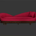 Stylish Modern Pink Multi Seat Sofa With Curved Design And Wooden Base