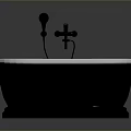 Modern Black And White Bathtub With Black Faucet And Shower Head
