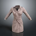 Beige Trench Coat Featuring Lapel Double Breasted Belt and Long Sleeves Design