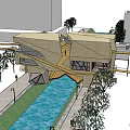 Modern Museum Building With Geometric Design Natural Wood Facade And Green Surroundings