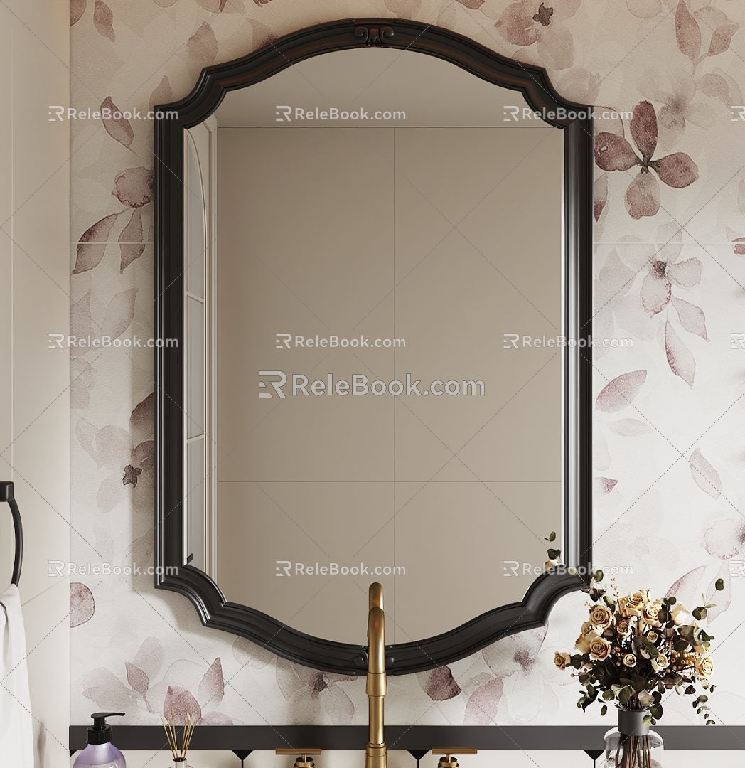 French Bathroom Mirror Decorative Mirror Cosmetic Mirror Mirror 3d model