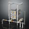 Industrial Pipeline Equipment With Metal Frame Pipes And Cooling Fans System
