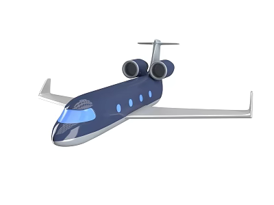 Blue Jet Plane With Twin Engines Transparent Cockpit And Silver Wings 3d model