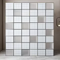 Modern Geometric Room Divider With White Grey Square Panels For Interior 3d model