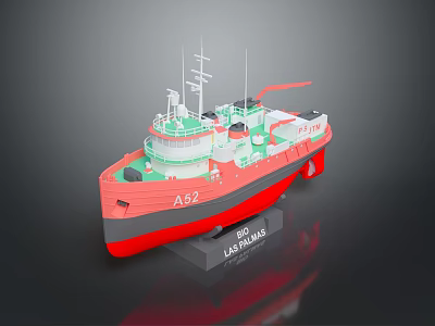 Detailed Model Ship With Red Green Hull AS2 RIO DE LA PLATA Collectible 3d model