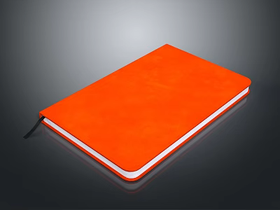 Orange Notebook With Smooth Cover And Black String For Daily Use 3d model