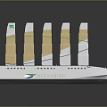 White SEAHAWK Sailing Water Vessel With Five Vertical Beige Sails And Modern Design