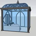 Octagonal Gazebo Featuring Glass Windows Black Frame And Decorative Spire