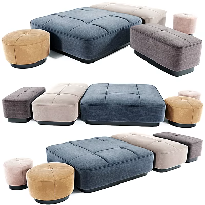 Stylish Sofa Stools In Various Colors And Different Shapes For Home Decor 3d model